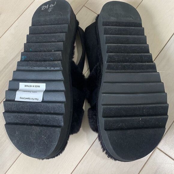 Koolaburra by UGG Women's Faux Fur Shearling Slingback Sandals Black Size 7 - Picture 4 of 6